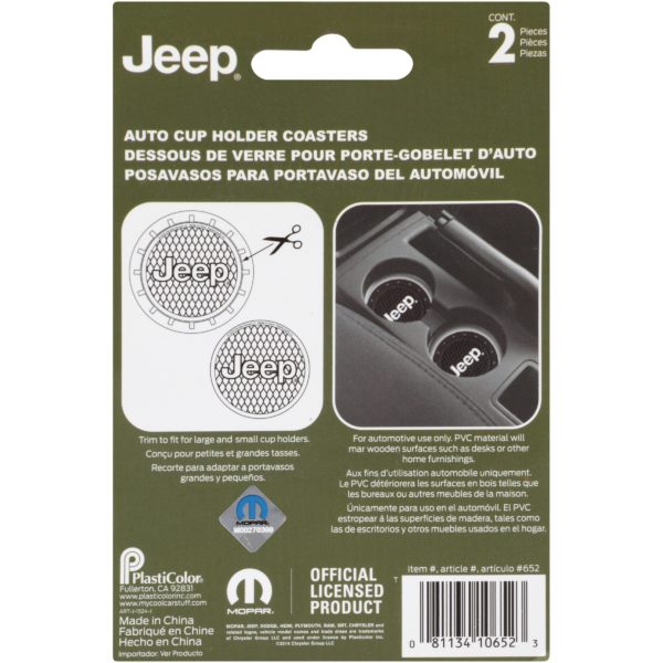 Jeep Auto Cup Holder Coaster 2 Ct Pack Multicolor