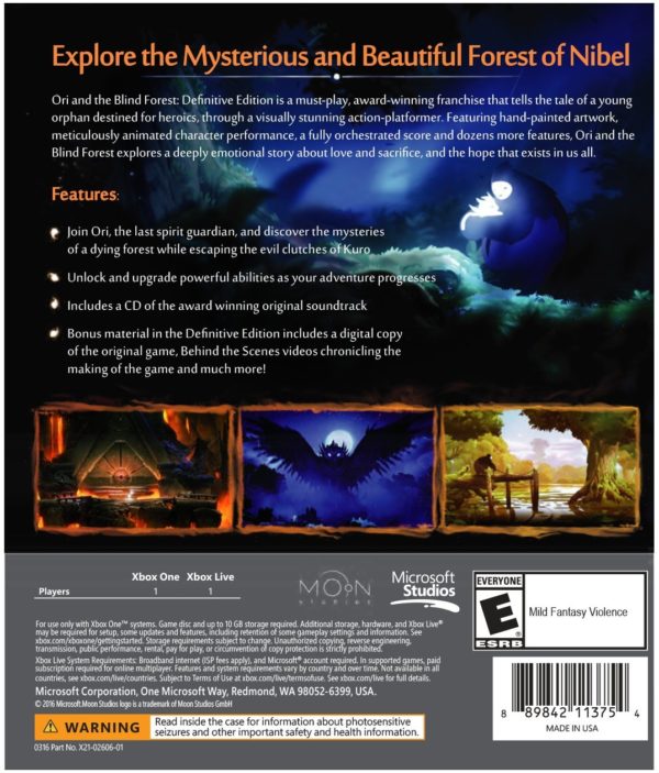 Ori And The Blind Forest Definitive Edition Xbox One Disc